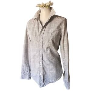 Frank & Eileen Barry blouse soft gray micro-check Medium